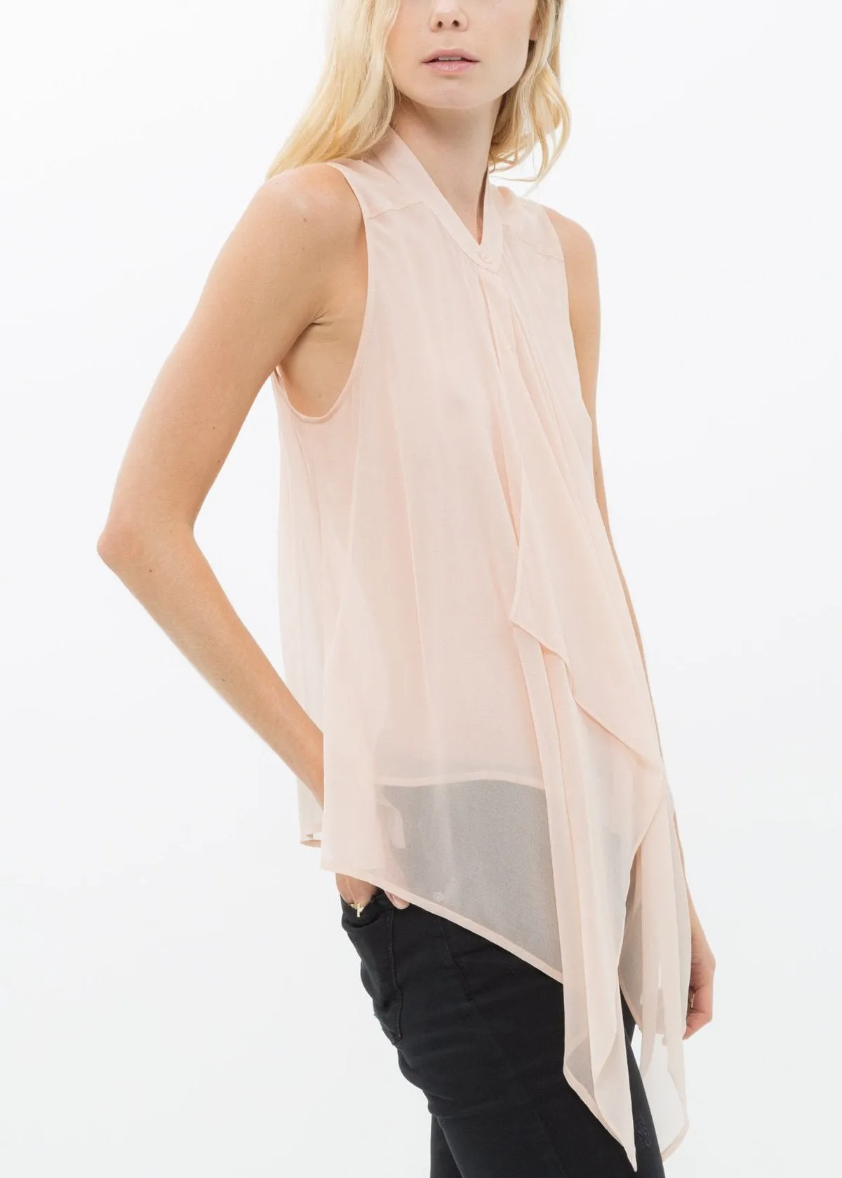 100% Silk Drape Blouse Top