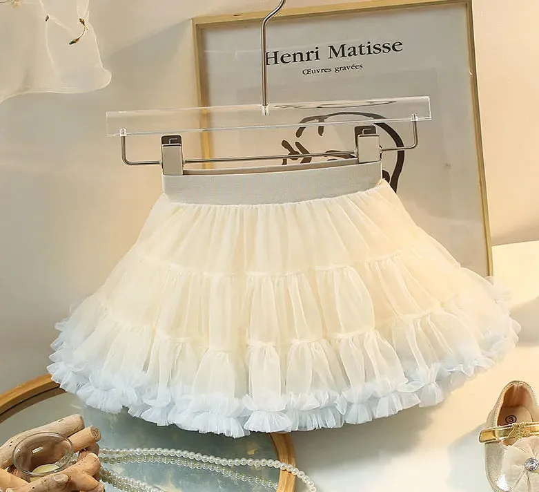 2PCS 3D Heart Toddler Girls Princess Knit Sweaters And Tutu Skirts