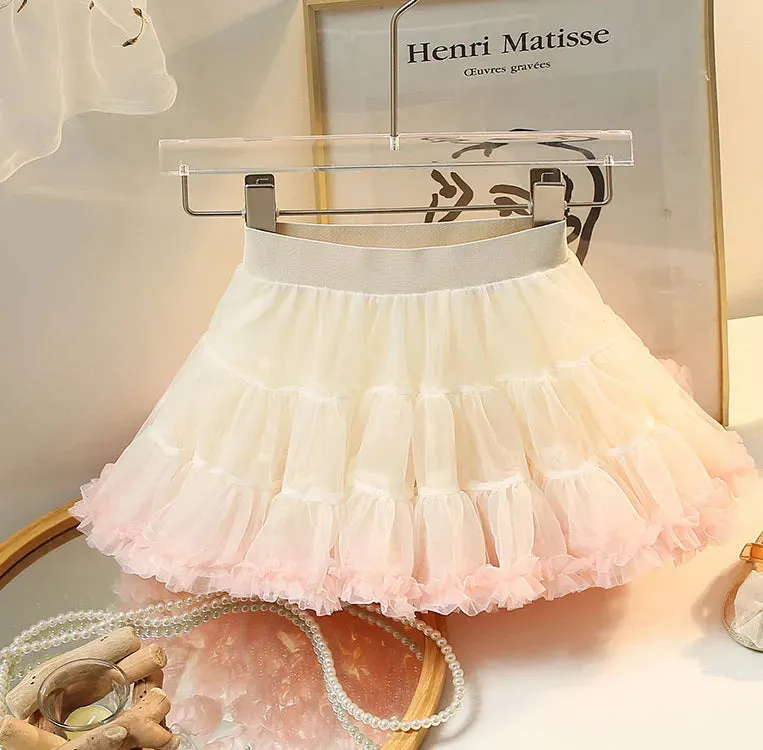 2PCS 3D Heart Toddler Girls Princess Knit Sweaters And Tutu Skirts