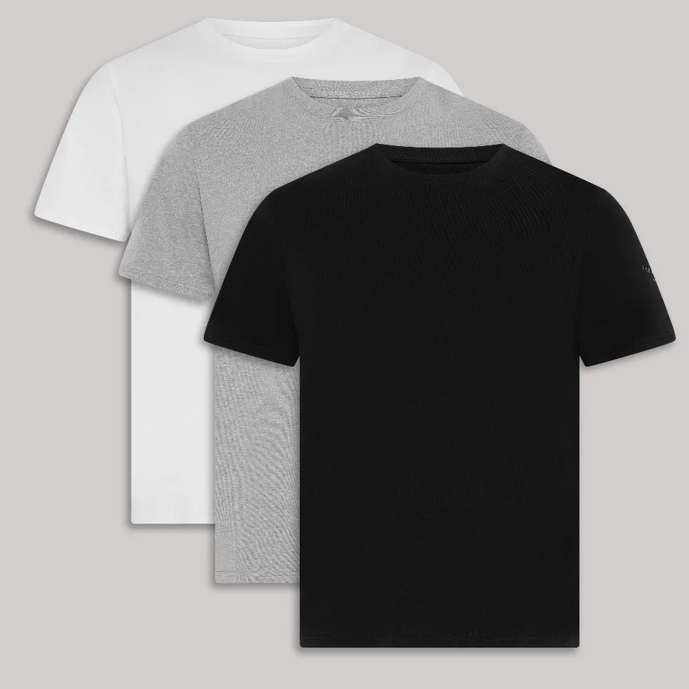 3-Pack T-Shirts, Black/Grey/White