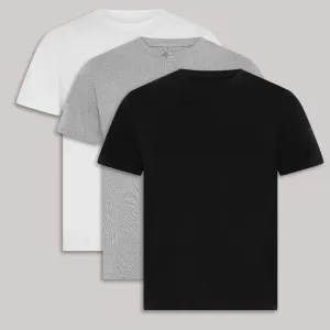 3-Pack T-Shirts, Black/Grey/White