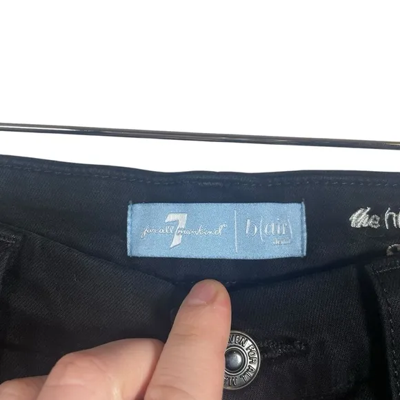 7 For All Mankind Blair High Rise Velvet Stripe Jeans in Black/Red Size 27