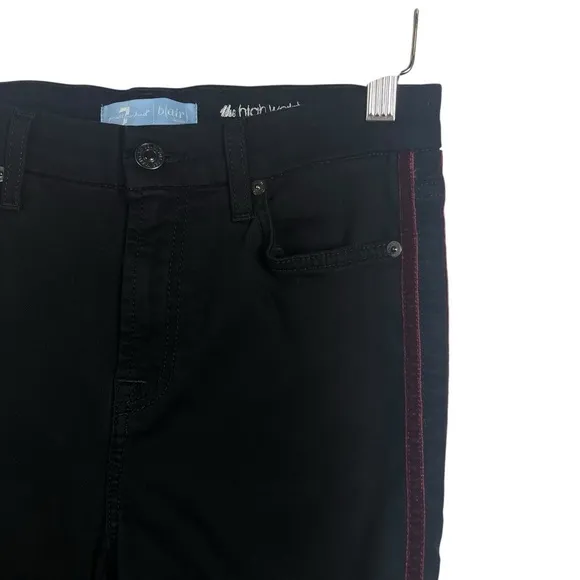 7 For All Mankind Blair High Rise Velvet Stripe Jeans in Black/Red Size 27