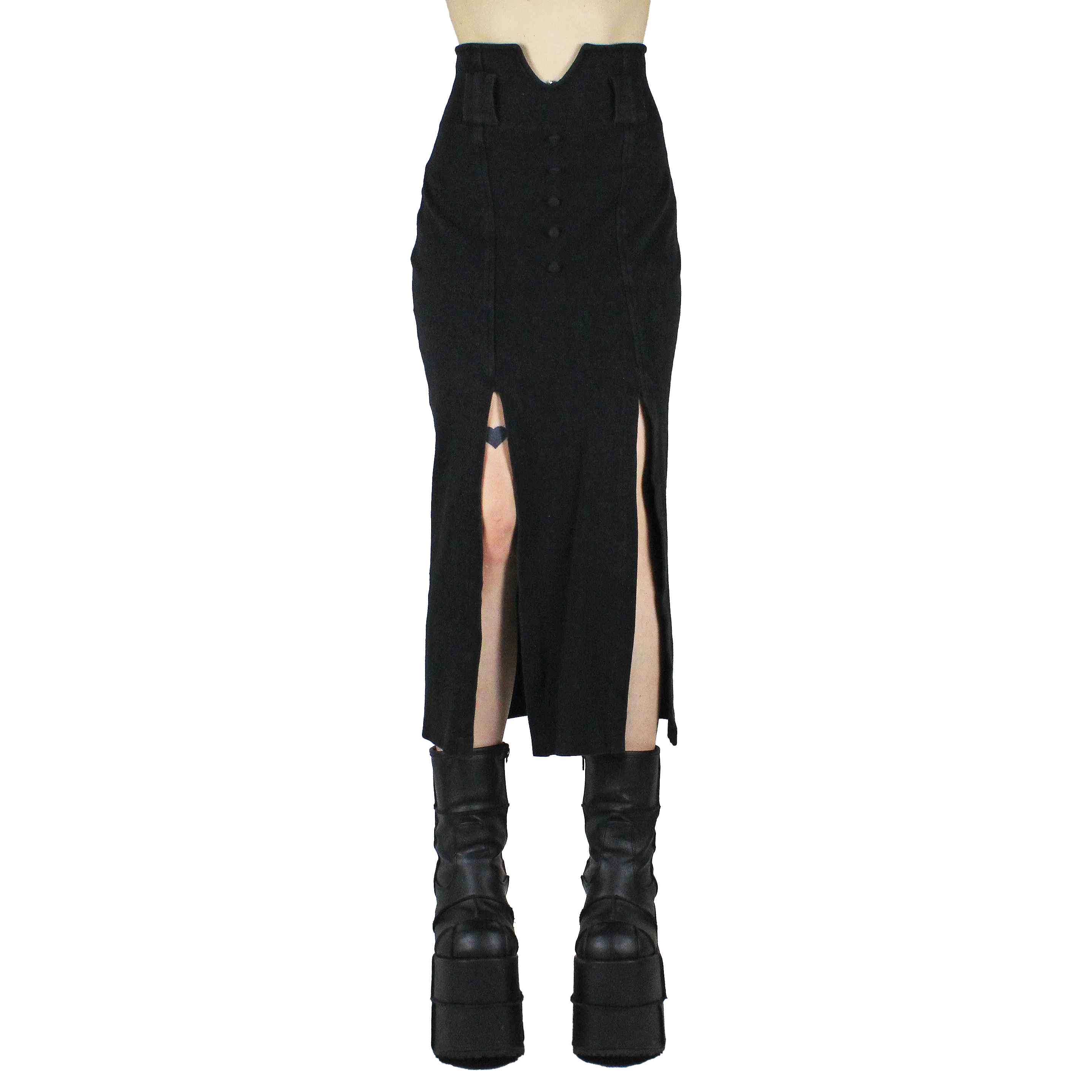 90s Black Maxi Skirt (S/M)