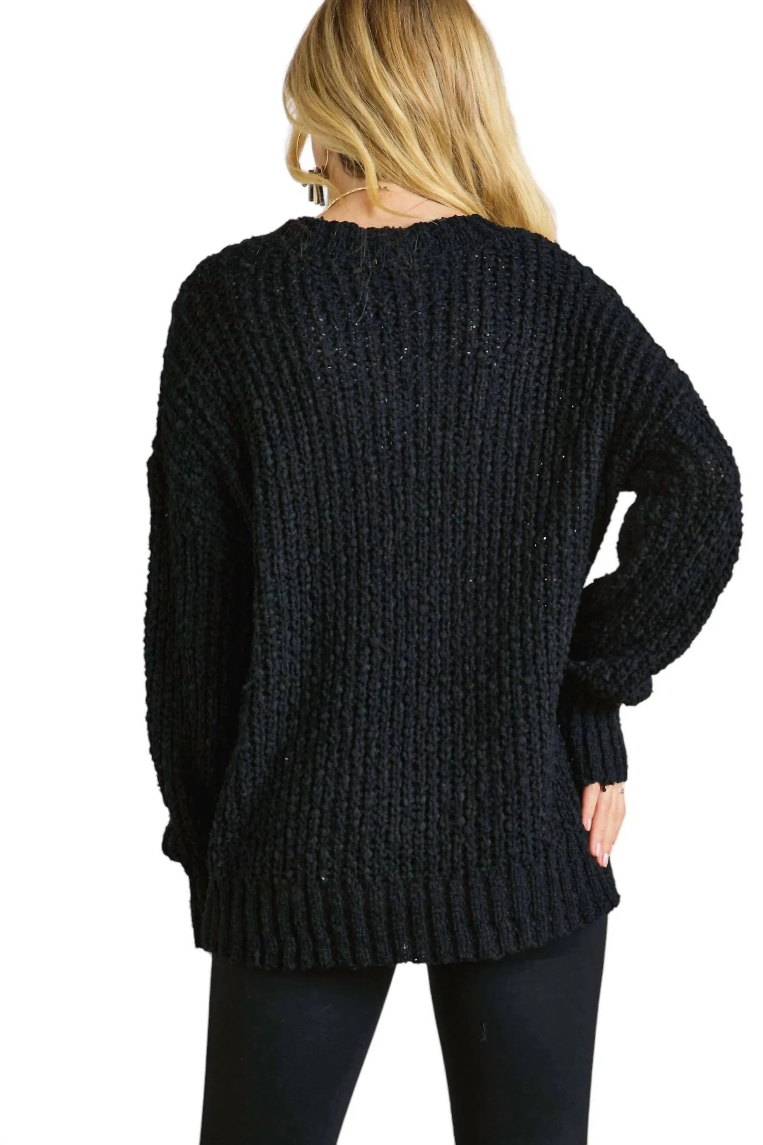 Adora - V NECK TEXTURED SWEATER