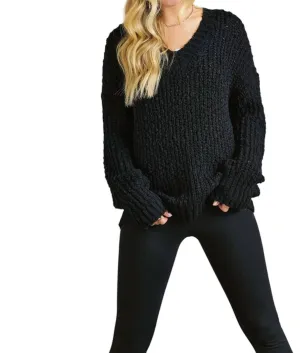 Adora - V NECK TEXTURED SWEATER