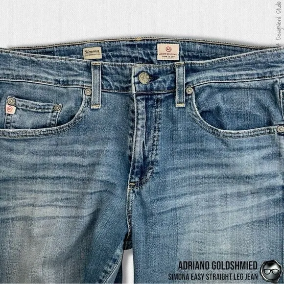ADRIANO GOLDSCHMIED SIMONA EASY STRAIGHT LEG JEANS DISTRESSED SIZE 30R