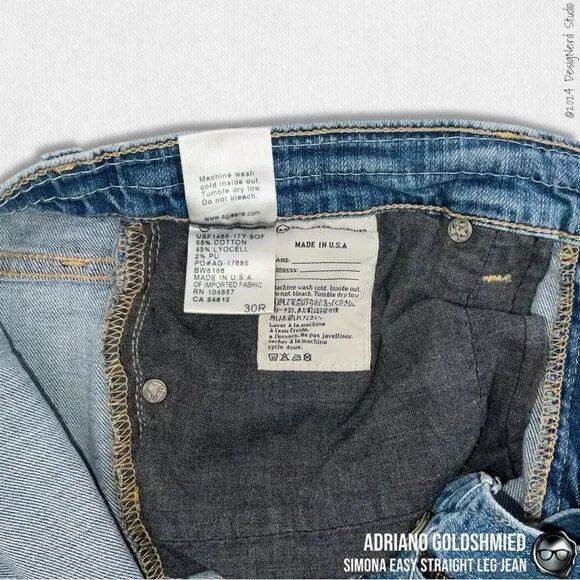 ADRIANO GOLDSCHMIED SIMONA EASY STRAIGHT LEG JEANS DISTRESSED SIZE 30R