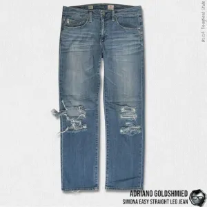 ADRIANO GOLDSCHMIED SIMONA EASY STRAIGHT LEG JEANS DISTRESSED SIZE 30R