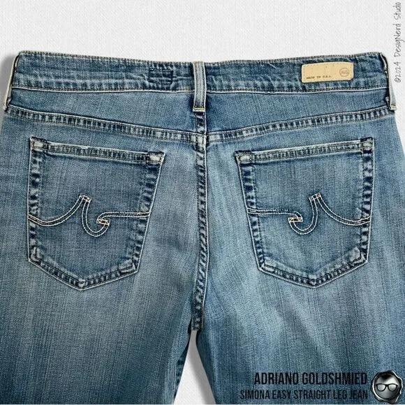 ADRIANO GOLDSCHMIED SIMONA EASY STRAIGHT LEG JEANS DISTRESSED SIZE 30R