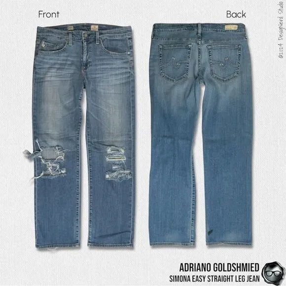 ADRIANO GOLDSCHMIED SIMONA EASY STRAIGHT LEG JEANS DISTRESSED SIZE 30R