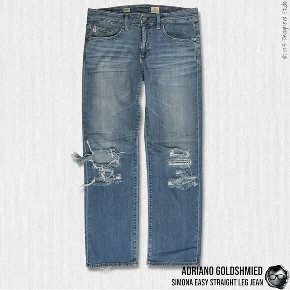 ADRIANO GOLDSCHMIED SIMONA EASY STRAIGHT LEG JEANS DISTRESSED SIZE 30R