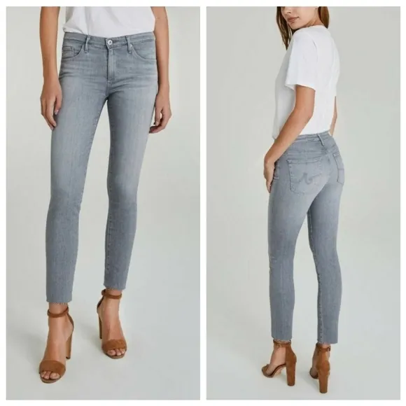 AG The Prima Cigarette Ankle Gray Skinny Jeans Size 27