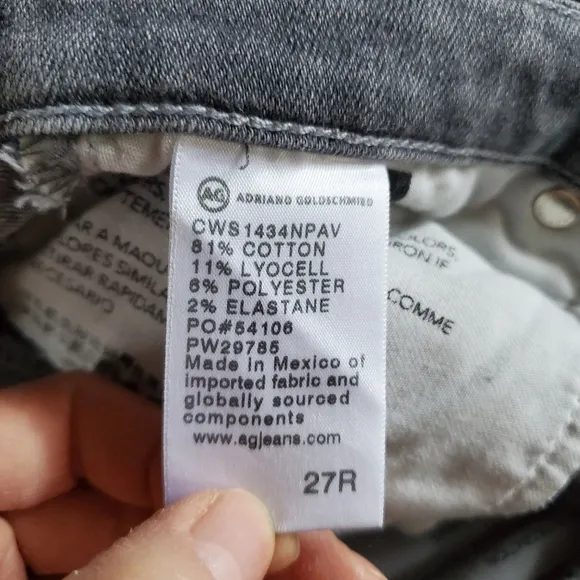 AG The Prima Cigarette Ankle Gray Skinny Jeans Size 27