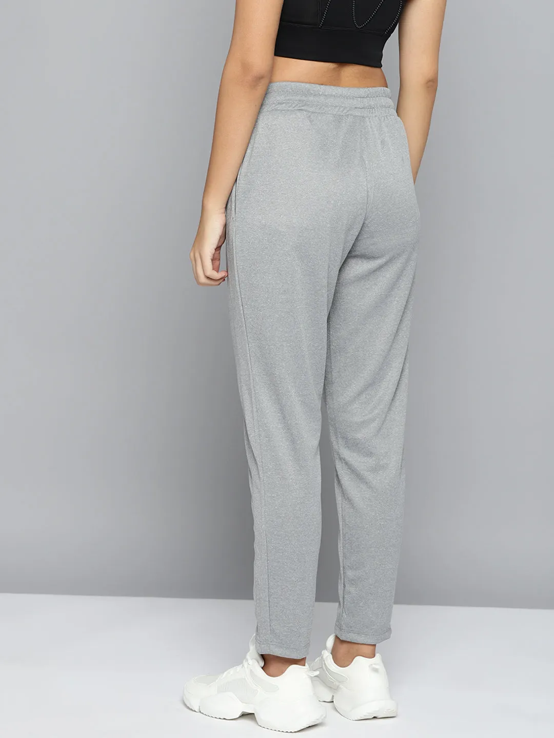 Alcis Women Grey Melange Solid Slim-Fit Training Track Pants