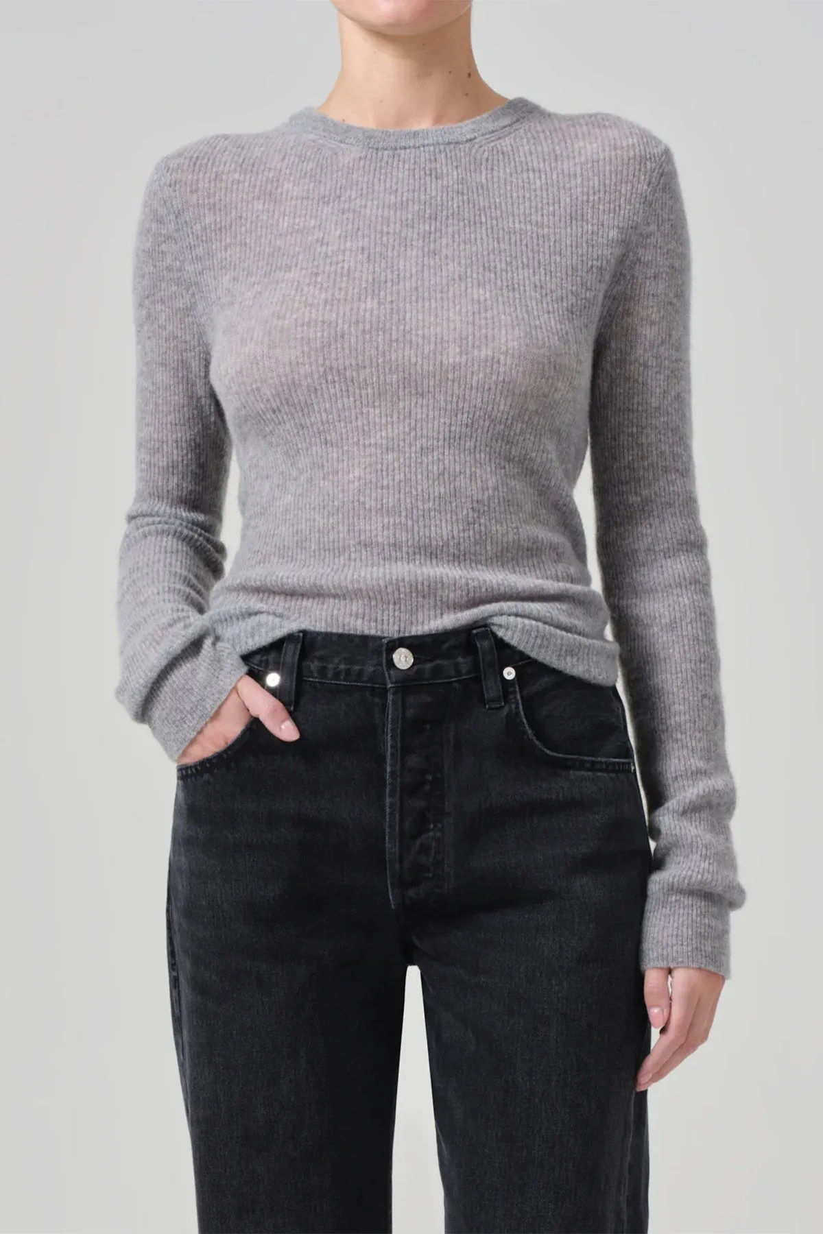 Alessia Crewneck Sweater in Dark Heather Grey
