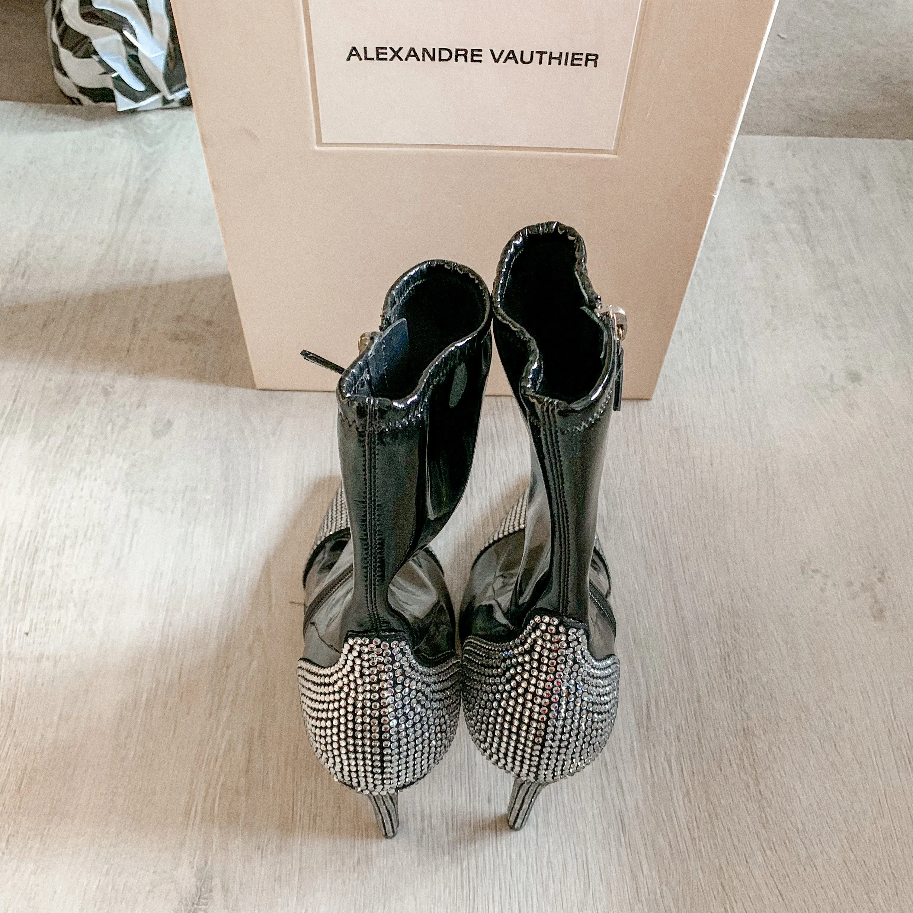 Alexandre Vauthier Crystal Embellished Black Boots