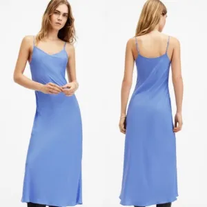 All Saints Bryony Slim Fit V-neck Midi Satin Slip Dress in Purple Size 10 NWOT