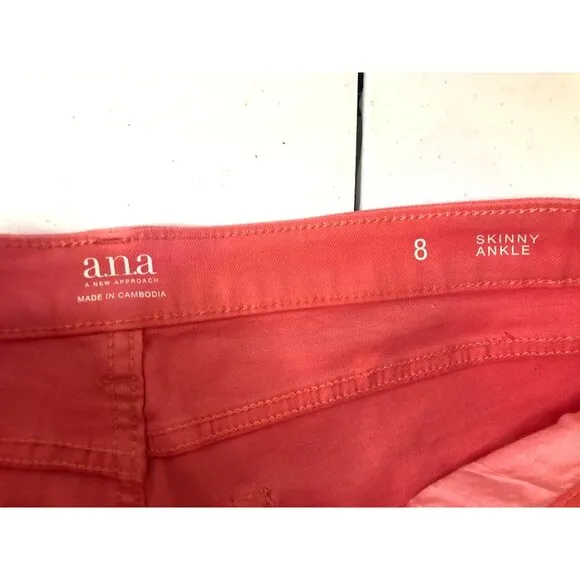 A.N.A.-WOMENS CORAL MI-RISE SKINNY ANKLE JEANS SIZE 8