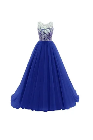 Anneprom A-Line Prom Dress Lace Bridesmaid Long Evening Gowns APB0010