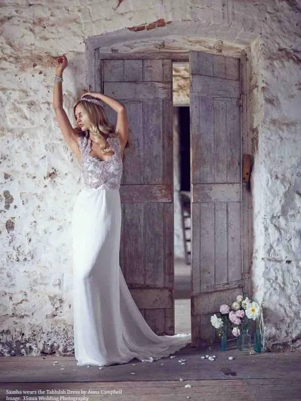 Anneprom Column Beach Lace Wedding Dresses Rustic Wedding Dresses APW0359