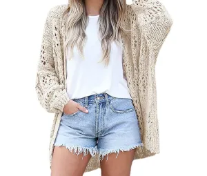 Anuohiss fashionable women's cardigan long sleeved hollowed out mohair sweater outerwear