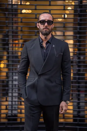 Ardean Black Slim Fit Shawl Lapel 2 Piece Suit for Modern Men