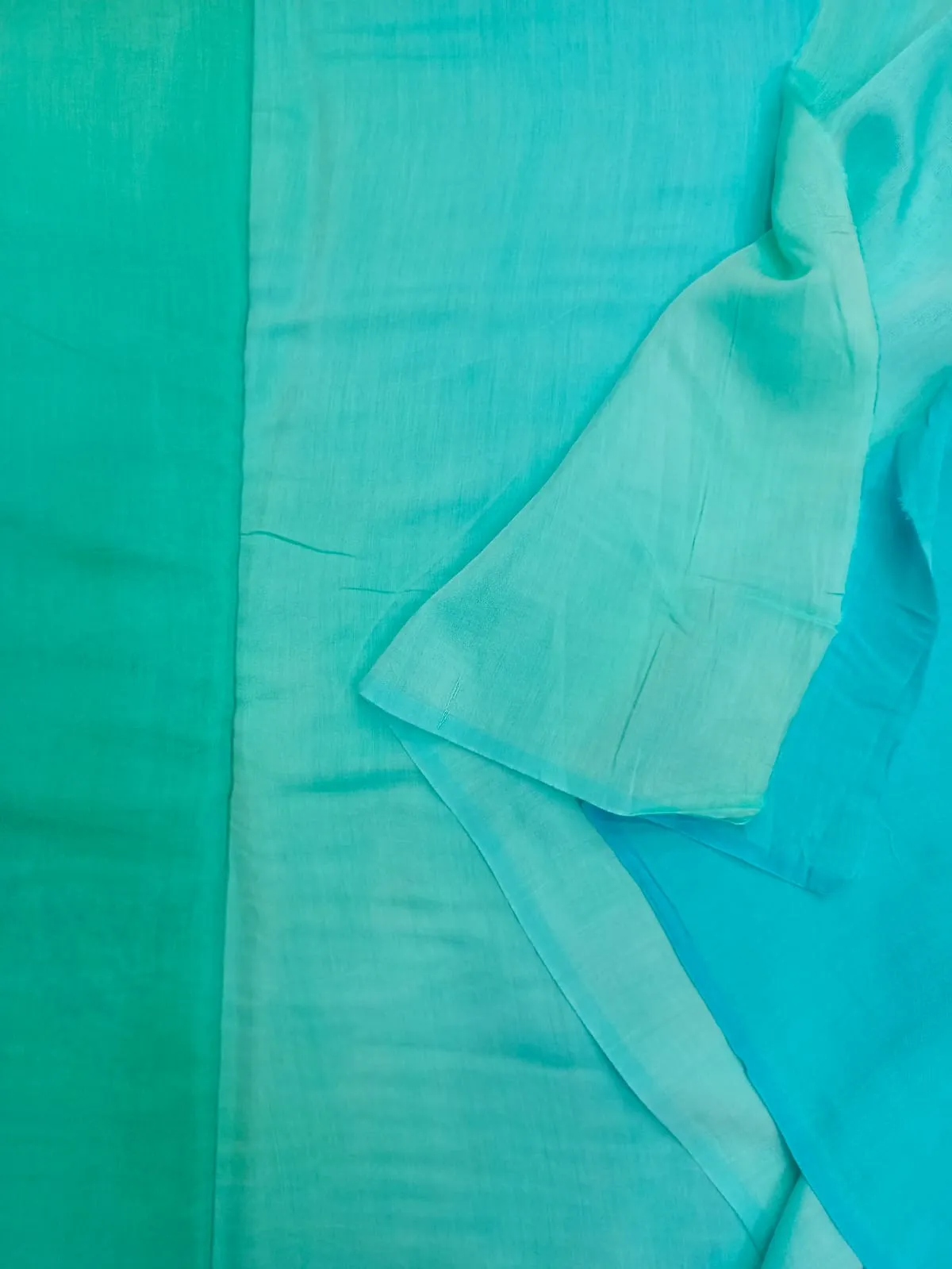 Artisanal Hand Dyed Soft Modal Muslin Mul Silk Ombre Shaded Fabric