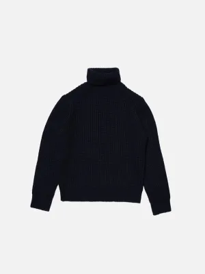 august chunky rollneck knit sweater in navy