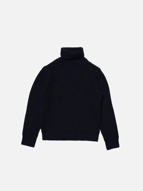 august chunky rollneck knit sweater in navy