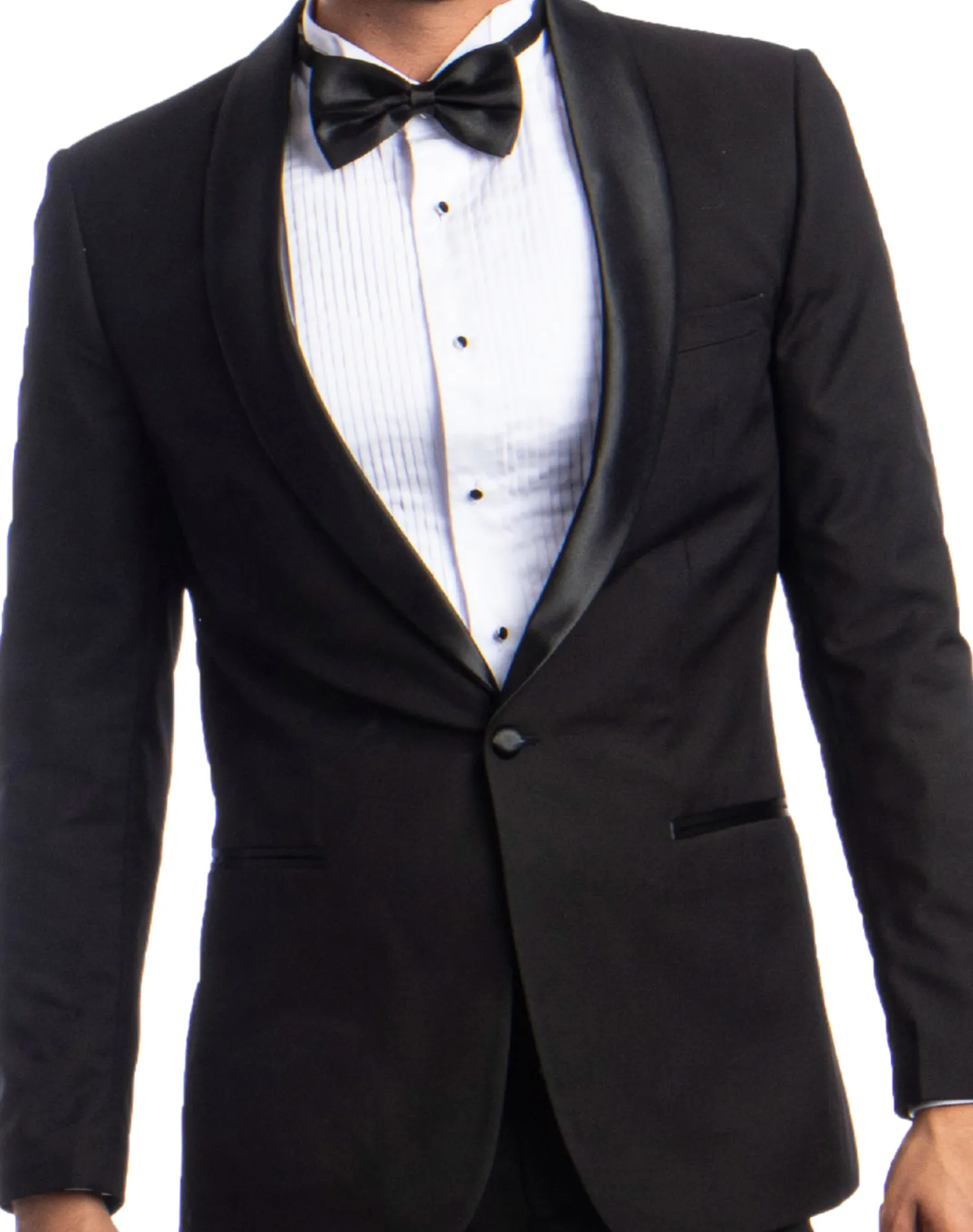 Azzuro Solid Slim Fit Tuxedo - Black