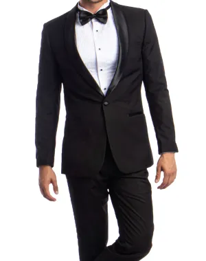 Azzuro Solid Slim Fit Tuxedo - Black