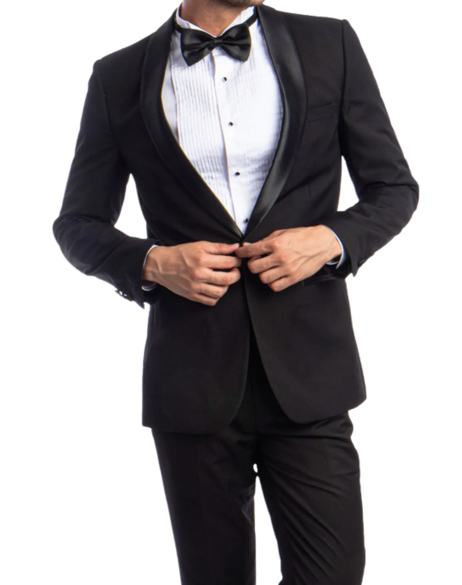 Azzuro Solid Slim Fit Tuxedo - Black