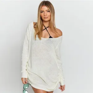 Back Bliss Open-Back Lightweight Knit Sweater Cover-Up
