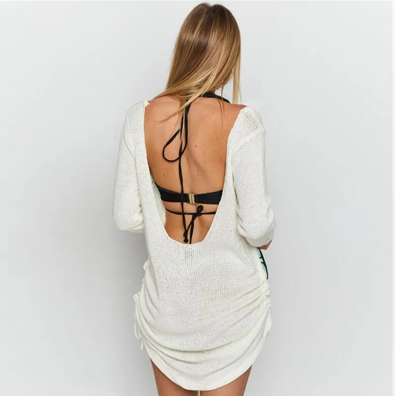 Back Bliss Open-Back Lightweight Knit Sweater Cover-Up