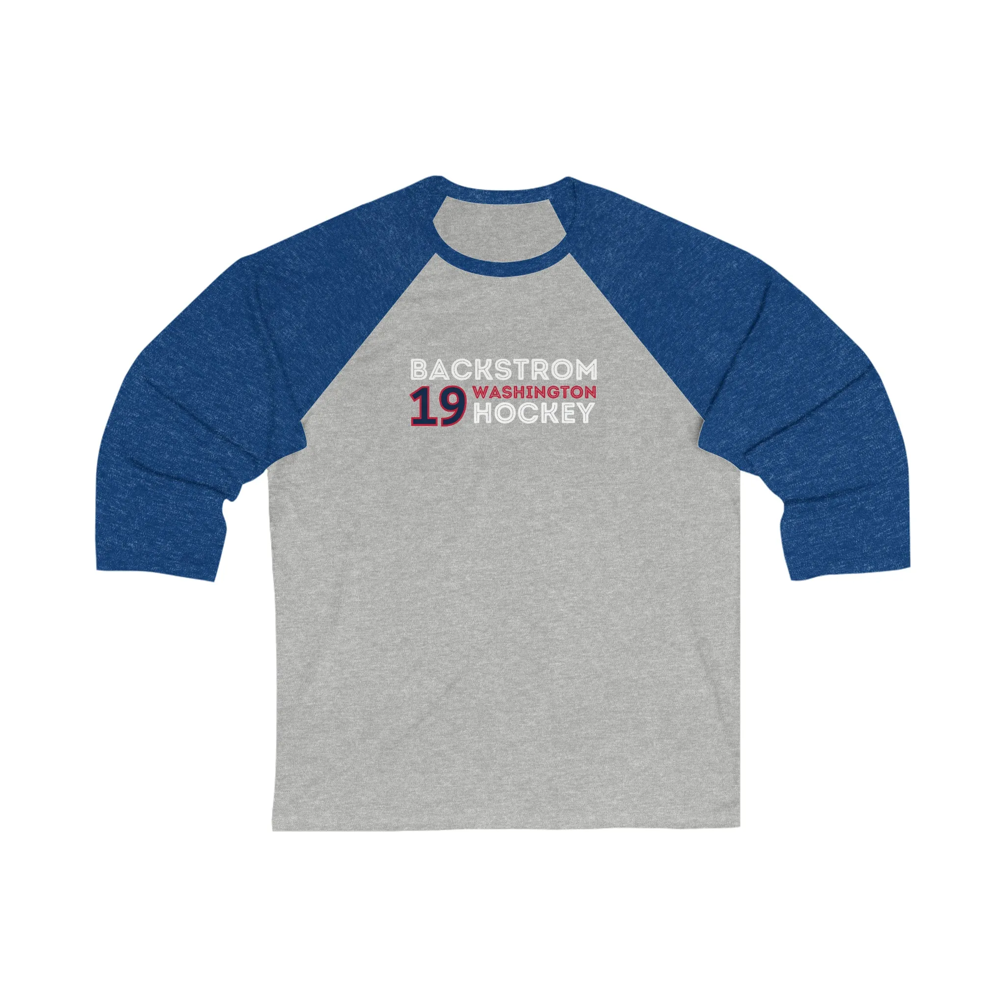 Backstrom 19 Washington Hockey Grafitti Wall Design Unisex Tri-Blend 3/4 Sleeve Raglan Baseball Shirt