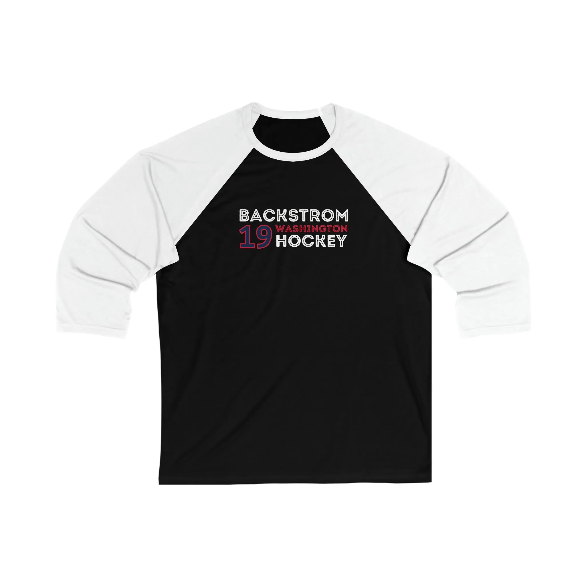Backstrom 19 Washington Hockey Grafitti Wall Design Unisex Tri-Blend 3/4 Sleeve Raglan Baseball Shirt