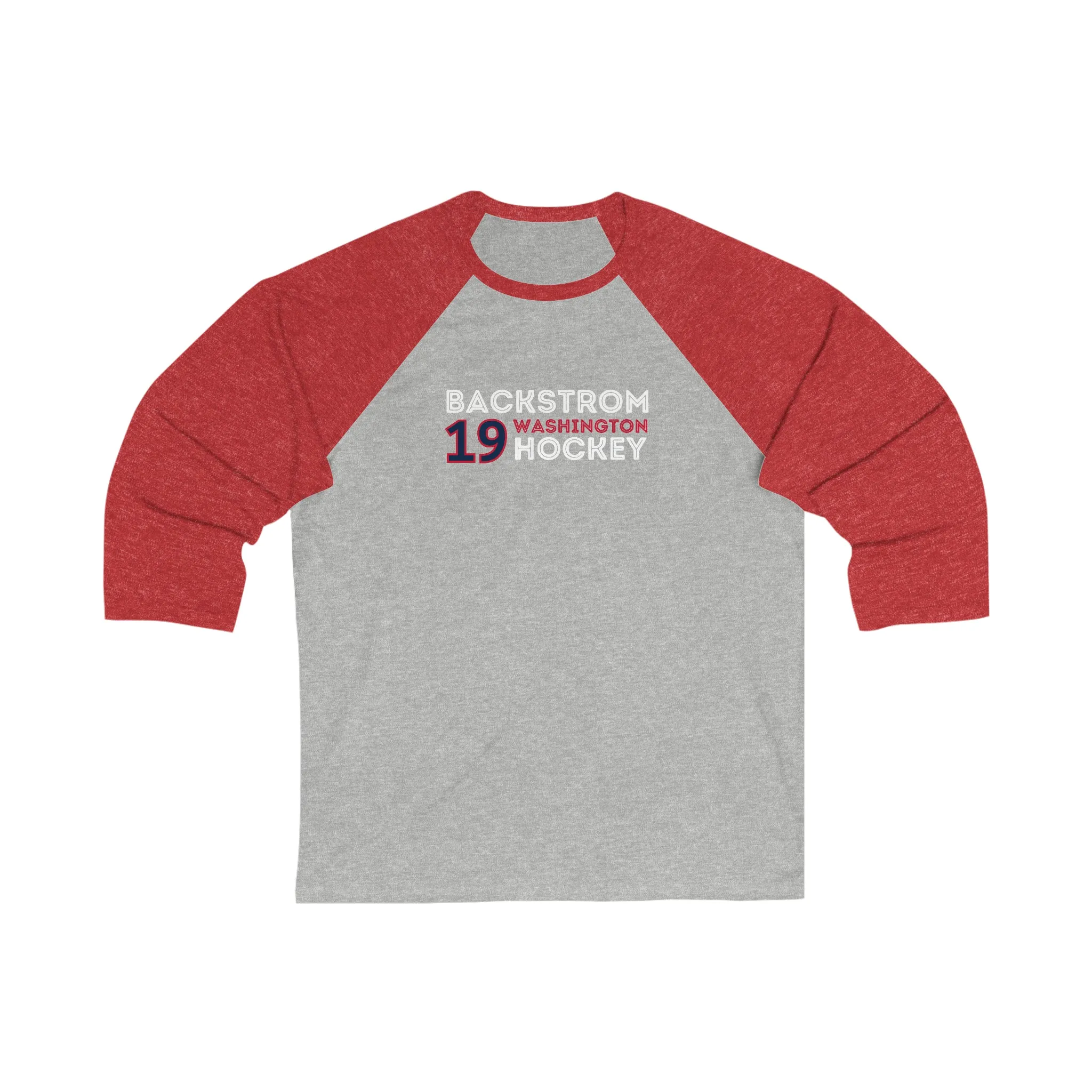 Backstrom 19 Washington Hockey Grafitti Wall Design Unisex Tri-Blend 3/4 Sleeve Raglan Baseball Shirt