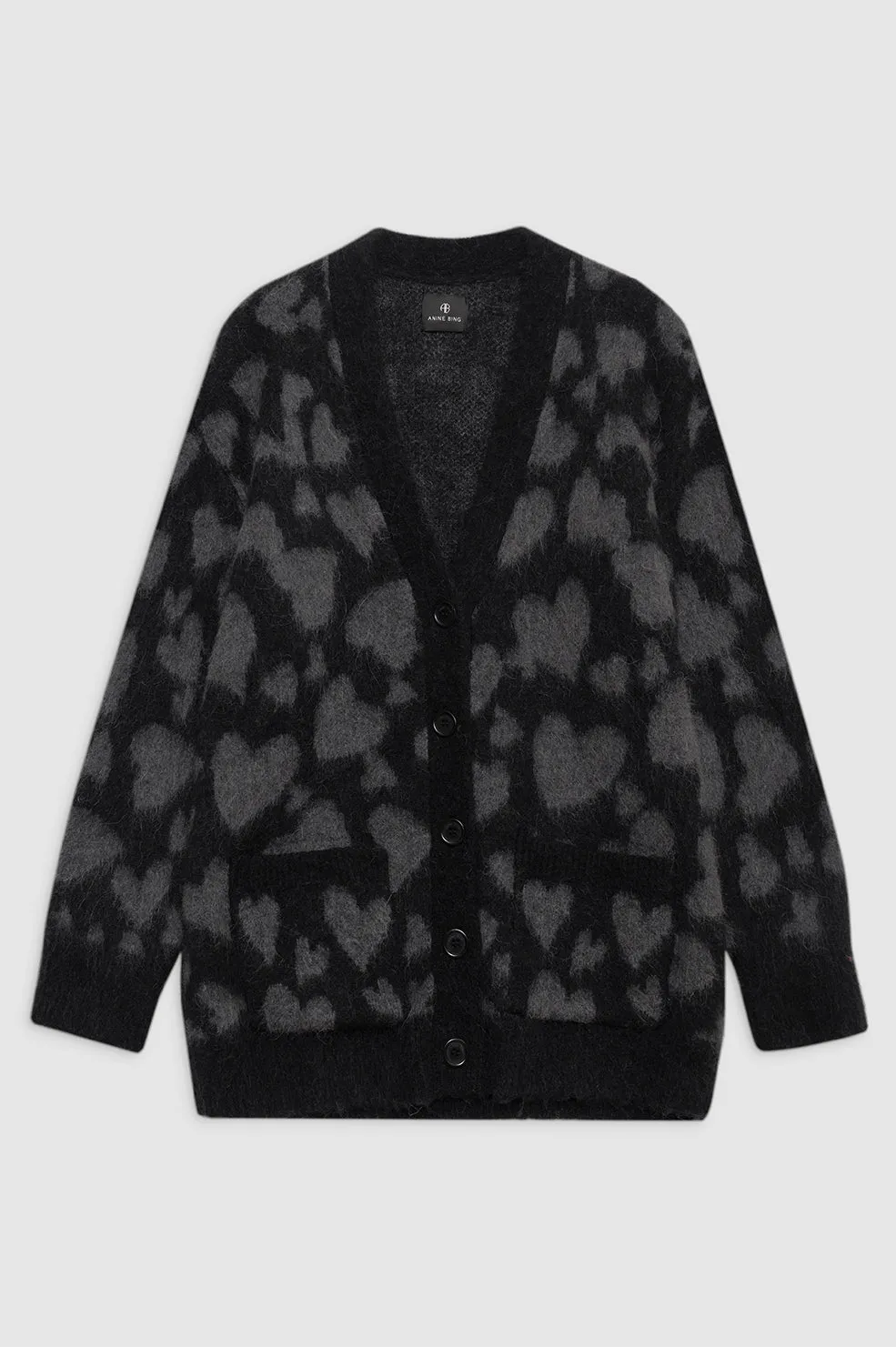 Banks Cardigan - Grey And Black Heart