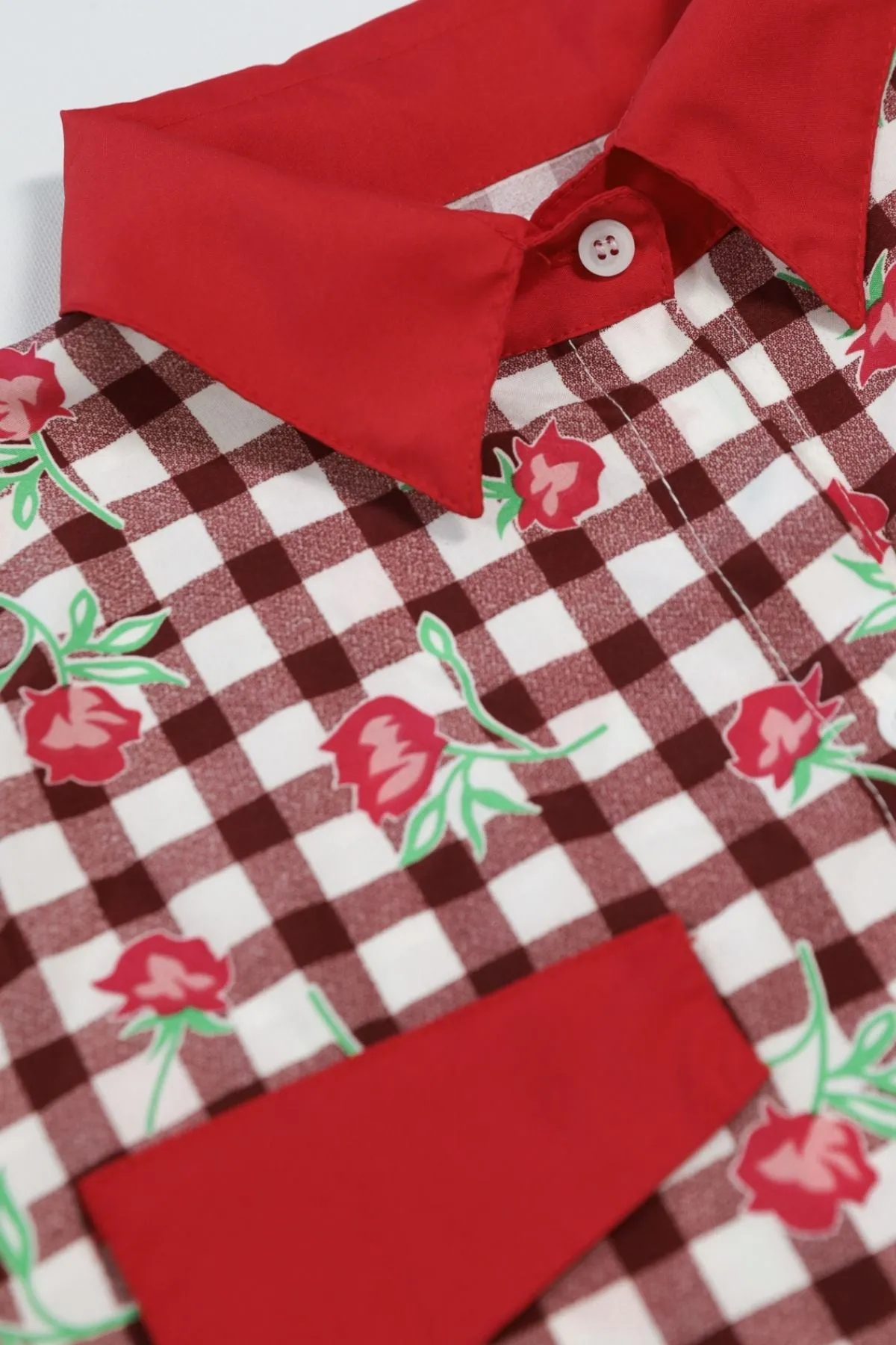 BECCA Rose Plaid Button-Down Shirt (Red)