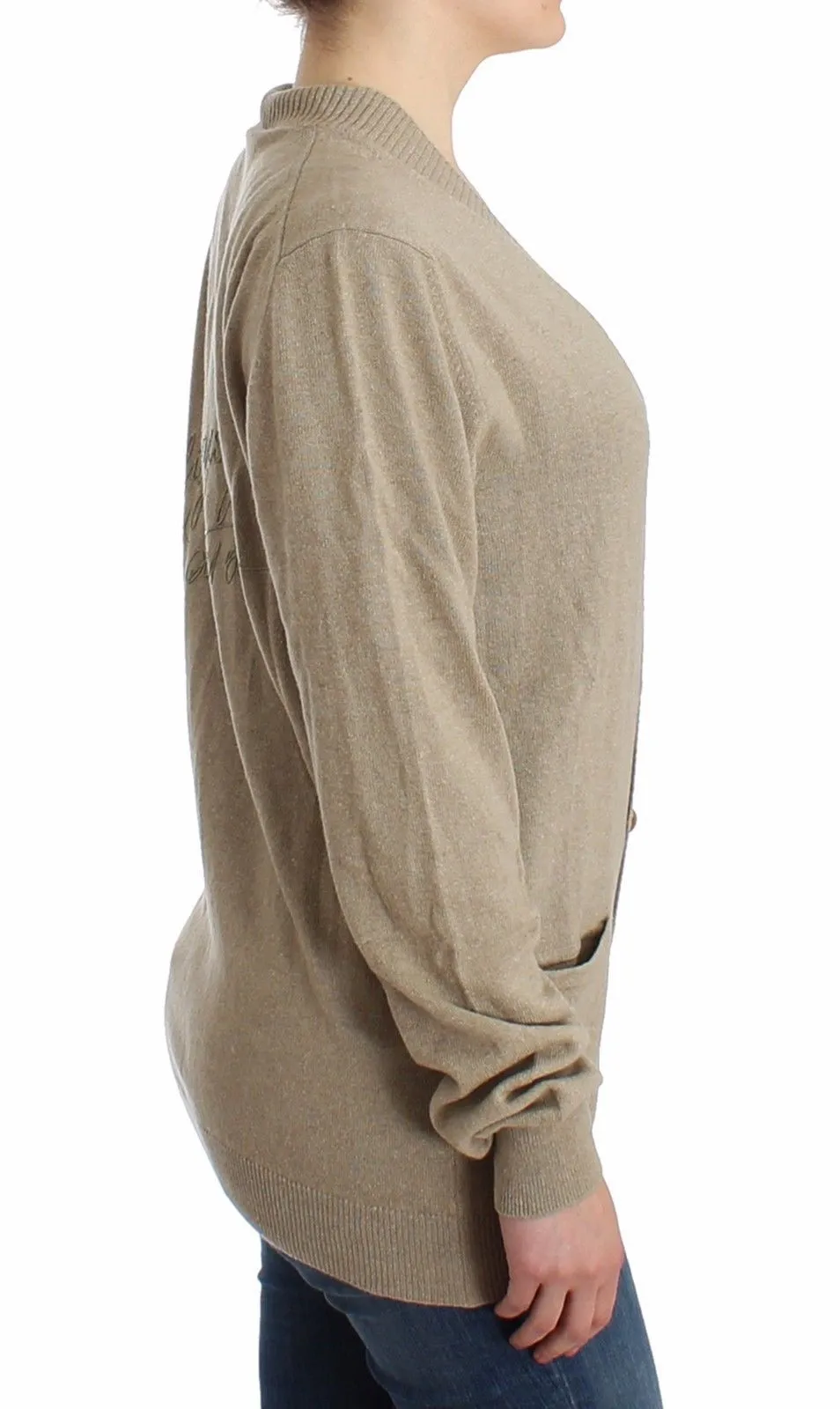 Beige Cardigan Wool Cashmere Sweater Knit