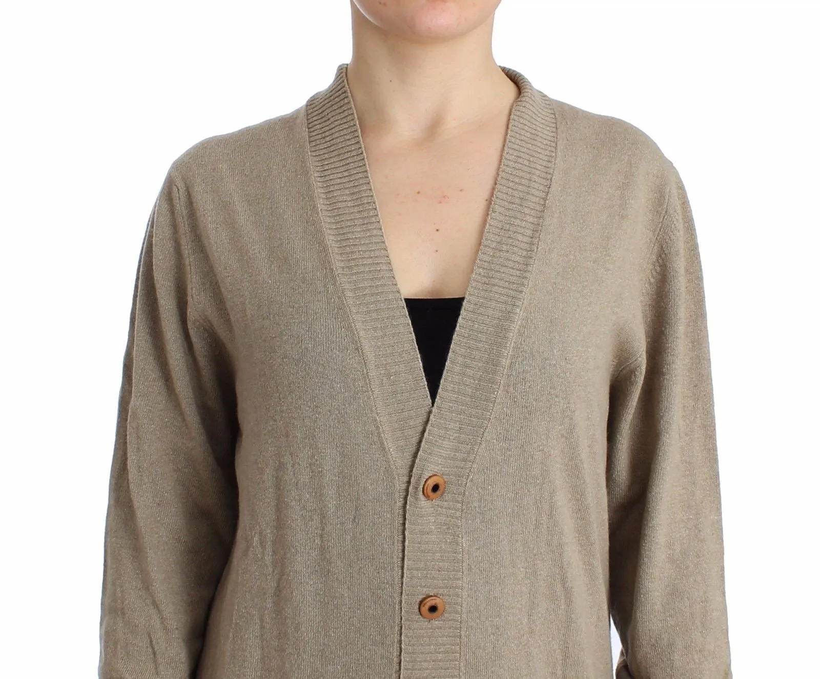 Beige Cardigan Wool Cashmere Sweater Knit