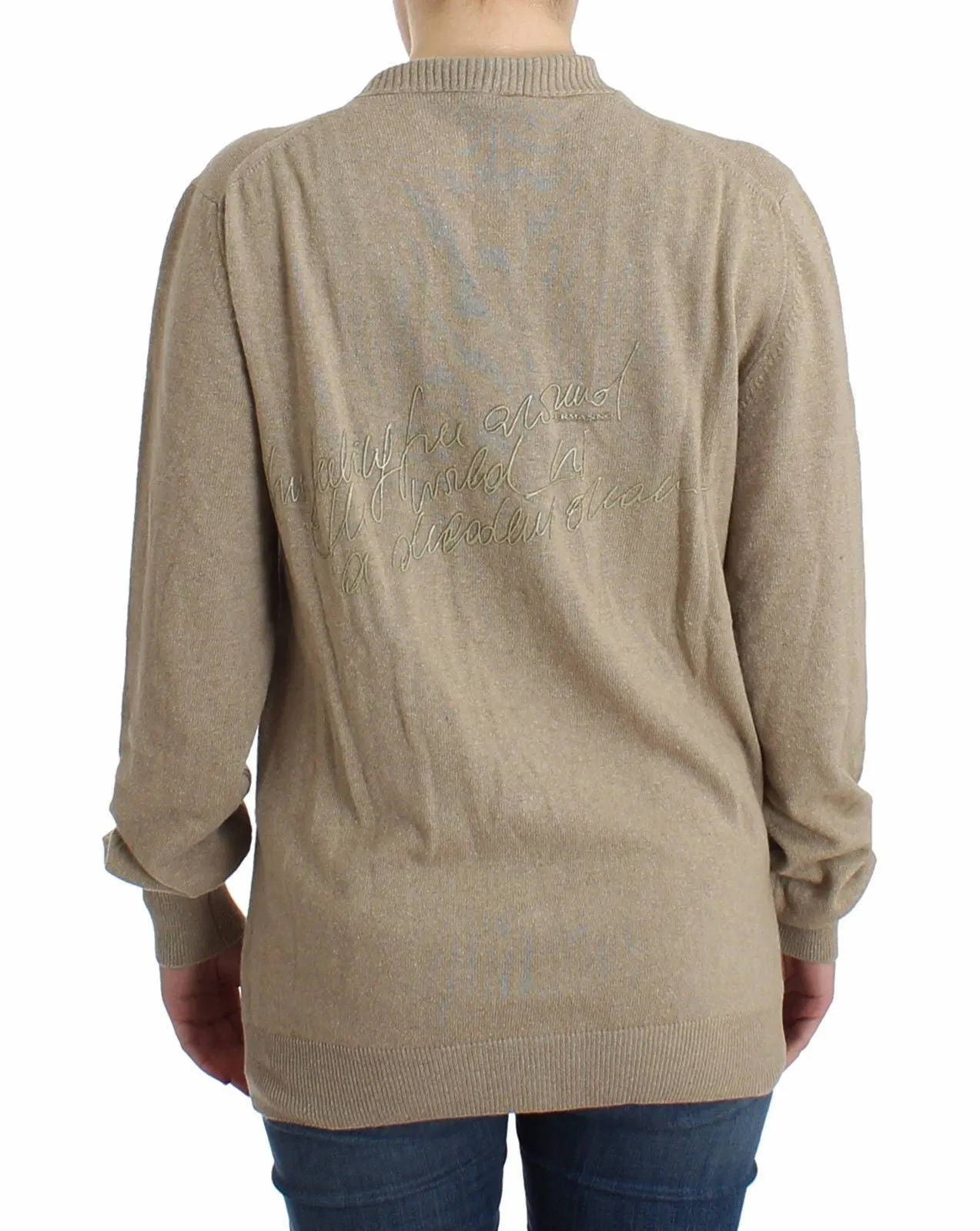 Beige Cardigan Wool Cashmere Sweater Knit