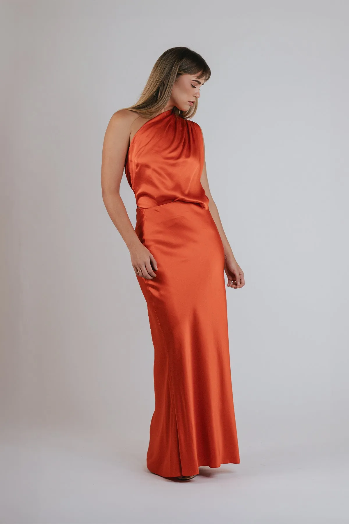 Bias Maxi Skirt in Poppy