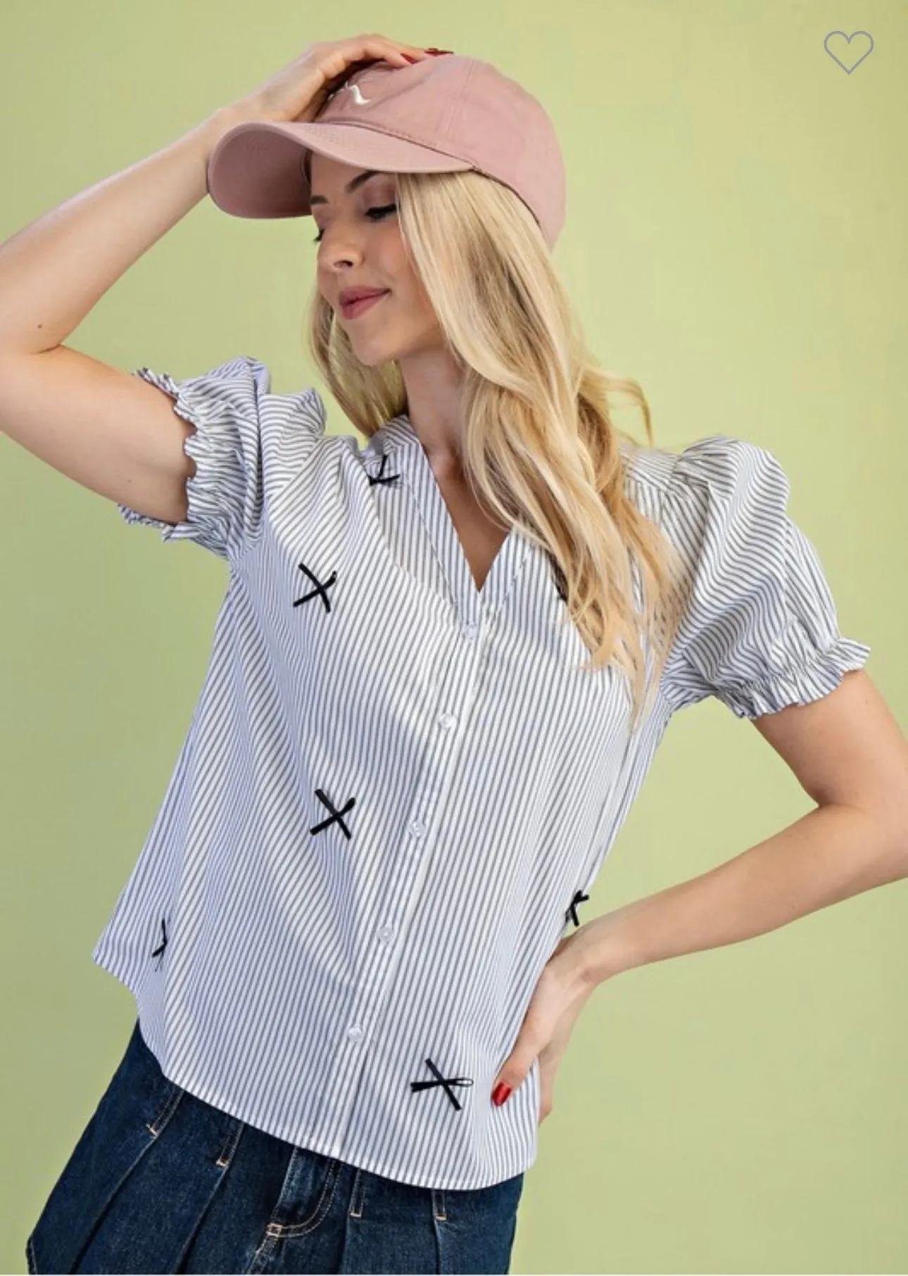 Black & White Striped Bow Blouse