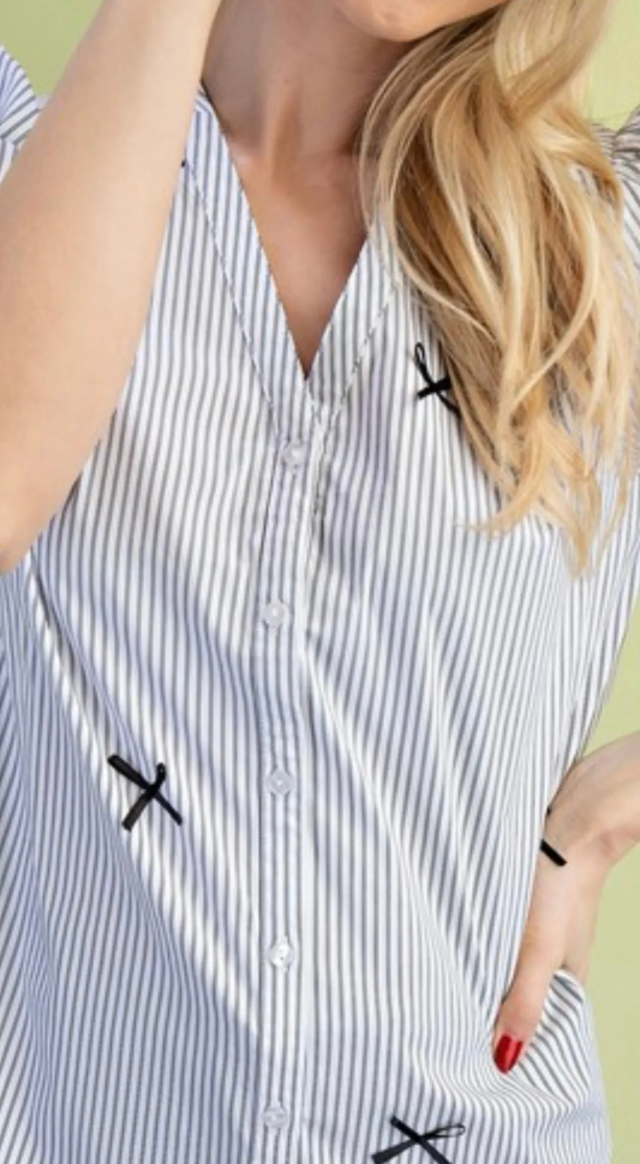Black & White Striped Bow Blouse
