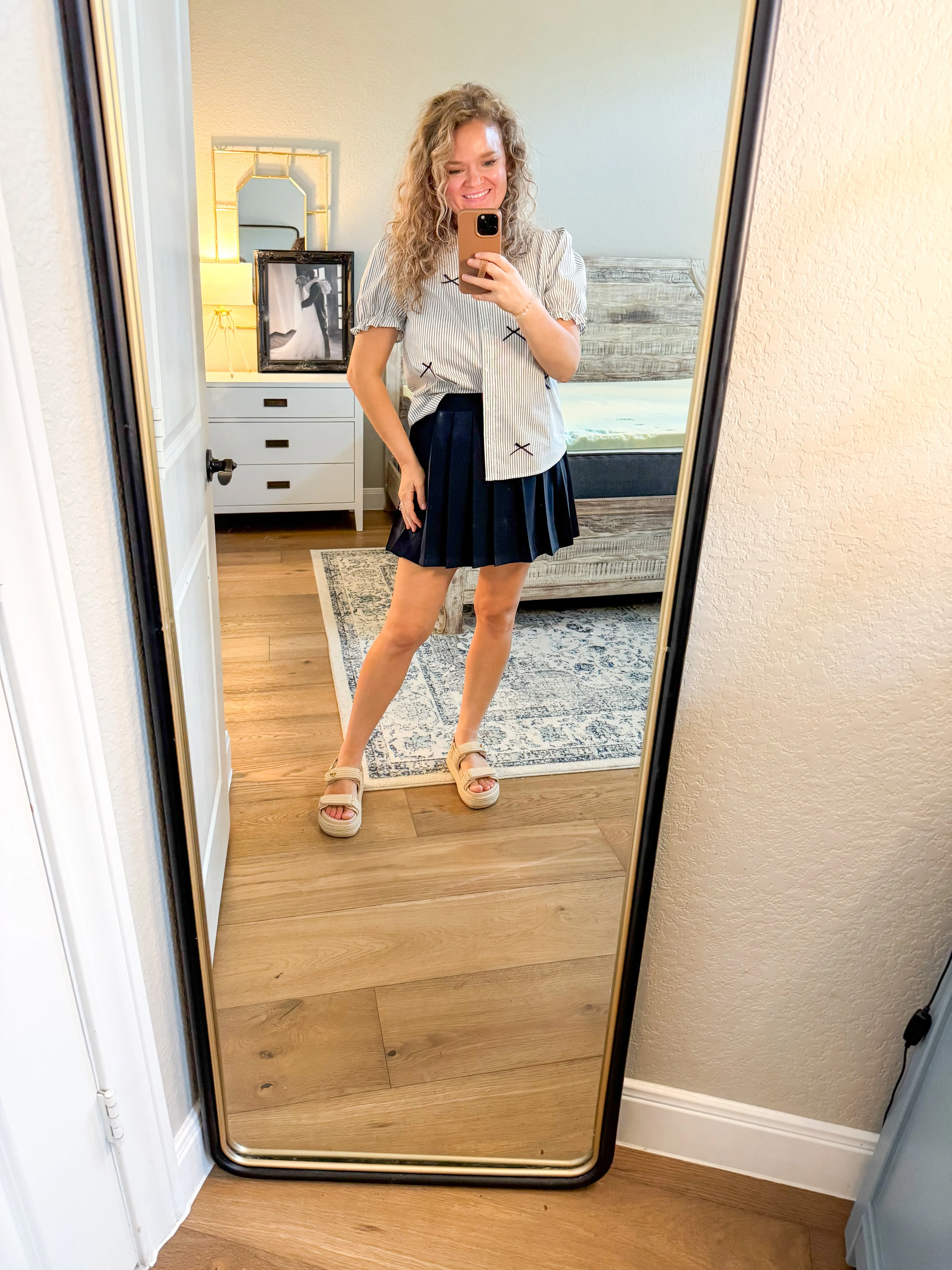 Black & White Striped Bow Blouse