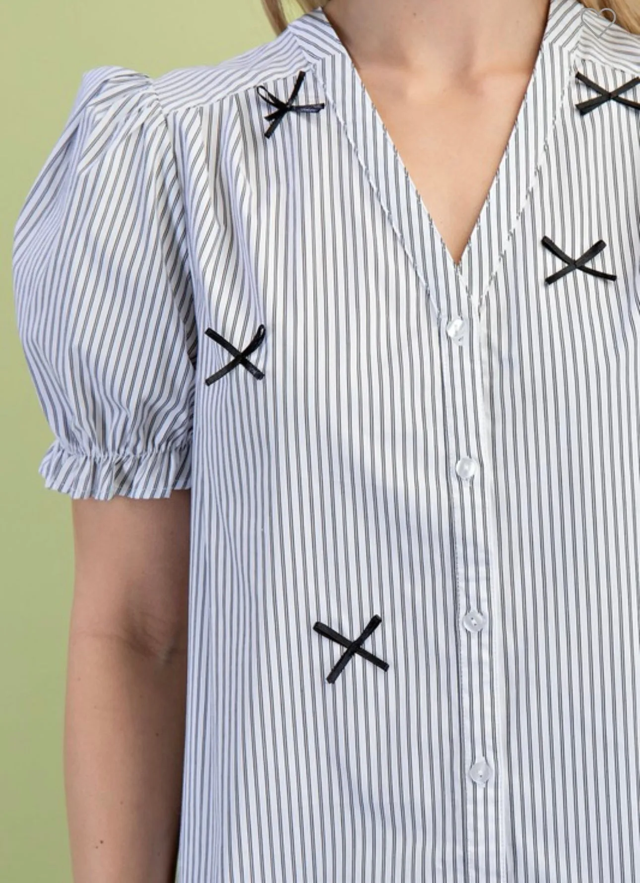 Black & White Striped Bow Blouse