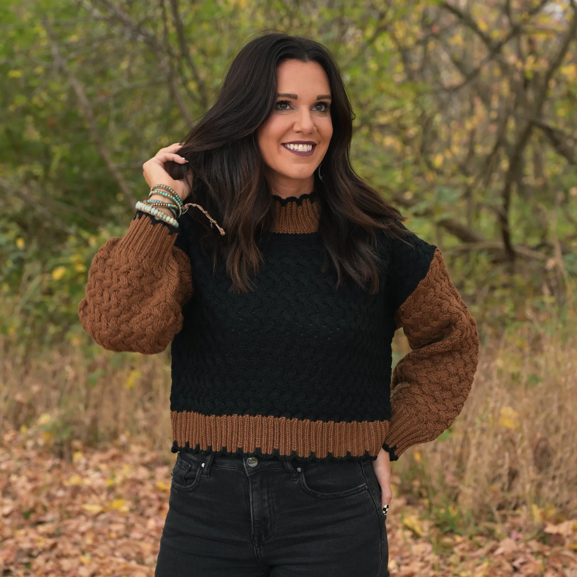 Black and Brown Knit Sweater