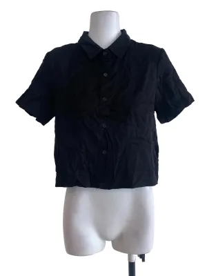 Black Button Down Crop Top TEM